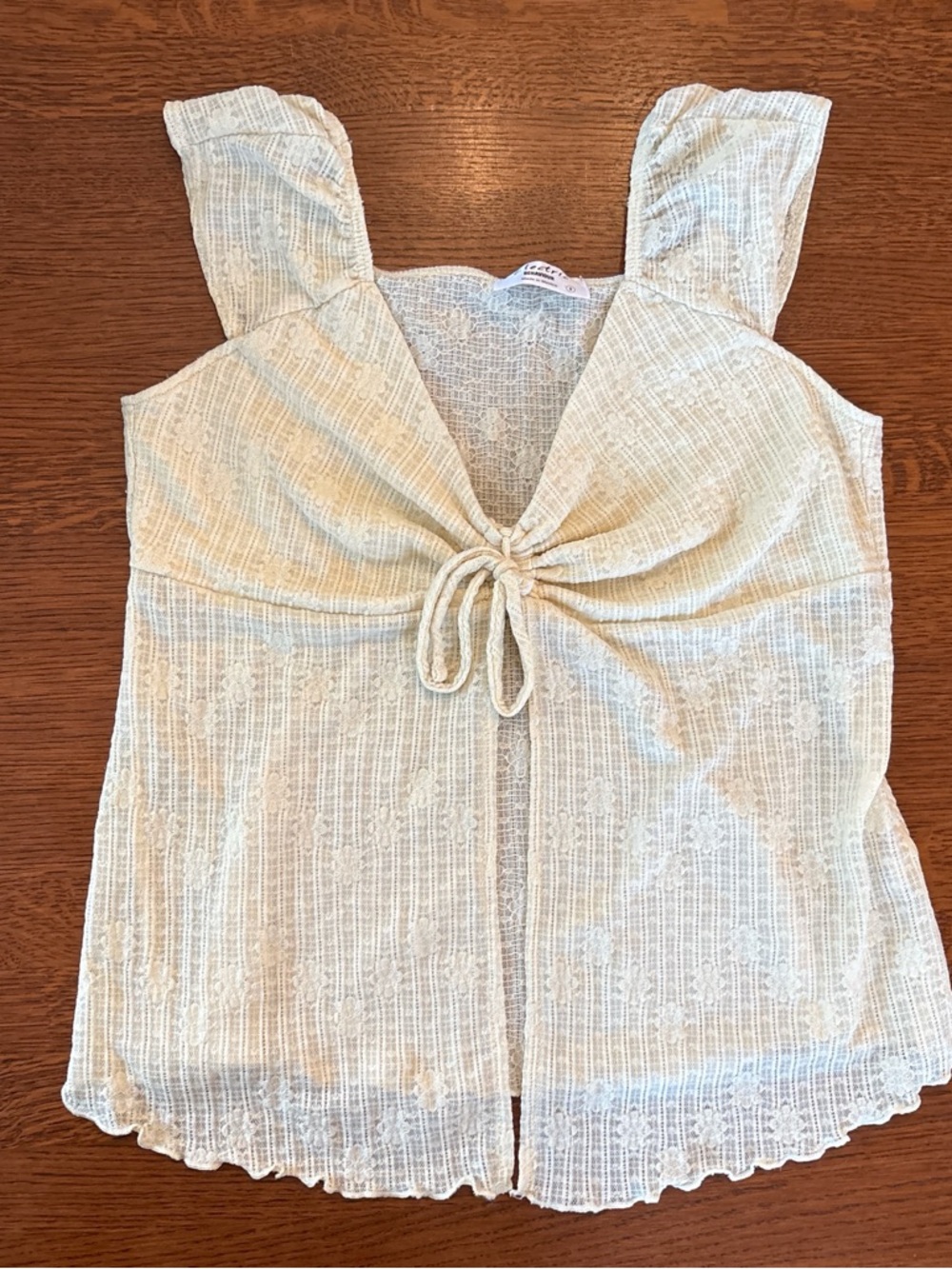 Pale Yellow Tie-Front Ribbed Tank - Picture 7 of 7